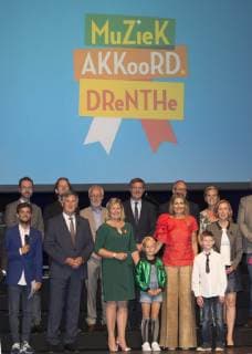 20-06-2019 Drenthe Queen Maxima during the signing of the local music agreement of ‘’More Music in the Classroom’’ and the mobile workshop of the Leerorkest instrumentendepot in Hoogeveen.  Copyright: xPPEx