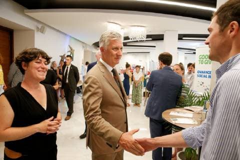 King Philippe - Filip of Belgium (C) pictured during a ceremony to award the Impact Awards, Monday 24 June 2019, in Brussels.  NICOLASxMAETERLINCK 05612305