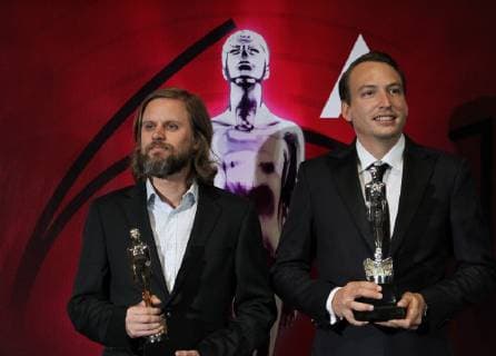 Actors Sandino Sarabi (L) and Nicolas Celis (R) poses at the red carpet of the 61st Ariel Awards of the Mexican Academy of the Cinematographic Arts and Sciences (AMACC) at the National Firm Archive in Mexico City, Mexico, 24 June 2019. Ariel Awards in Mexico City !ACHTUNG: NUR REDAKTIONELLE NUTZUNG!  Copyright: xMarioxGuzmanx AME6431 20190625-636970408792916605