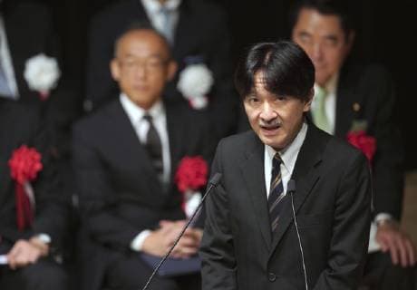 Japan crown prince at award ceremony Japanese Crown Prince Fumihito speaks at a Japan Water Prize ceremony in Tokyo on June 25, 2019. 