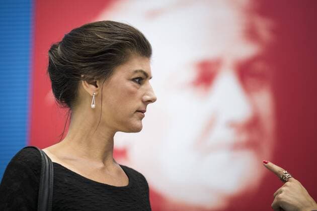 Sahra Wagenknecht, leader of the parliamentary group Die LINKE, taken in front of a picture of Clara Zetkin before the last parliamentary group meeting before the summer break in Berlin, 25 06 2019 Berlin Germany Copyright: xFlorianxGaertner photothek.netx