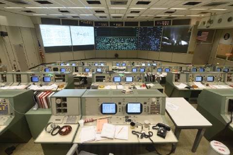 June 28, 2019 - Webster, Texas, USA - The newly restored Mission Control Center at NASA outside of Houston after its dedication Friday to coincide with the 50th anniversary of man s landing on the moon in 1969. The multi-million dollar effort was led in part by former Apollo 11 Flight Director Gene Krantz who was at the dedication. Webster USA - ZUMAd150 20190628_znp_d150_038 Copyright: xBobxDaemmrichx