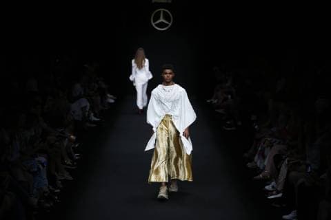 Berlin: Mercedes Benz presents Christoph Rumpf The photo shows models on the catwalk with the collection spring summer 2020 of the Mercedes Benz presents Christoph Rumpf. Berlin Berlin-Mitte Germany  SimonexKuhlmey
