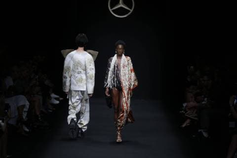 Berlin: Mercedes Benz presents Christoph Rumpf The photo shows models on the catwalk with the collection spring summer 2020 of the Mercedes Benz presents Christoph Rumpf. Berlin Berlin-Mitte Germany  SimonexKuhlmey