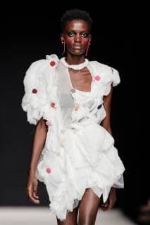(190702) -- BERLIN, July 2, 2019 -- A model presents a creation of designer Lou de Betoly during the Berlin Fashion Week Spring Summer 2020 in Berlin, capital of Germany on July 2, 2019. Binh Truong) GERMANY-BERLIN-FASHION WEEK-LOU DE BETOLY LianxZhen 
