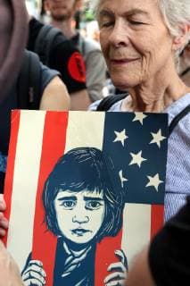 July 2, 2019 - New York City, New York, US - A diverse crowd of activists rallied outside the Middle Collegiate Church in New York s East Village on 2 July, 2019, to sent a message to members of Congress who are in their home districts for the Fourth of July holiday, that immigrants children are denied soap and toothbrushes, while crowded into unsafe United States Customs and Border Protection (CBP) and U.S. Immigration and Customs Enforcement (ICE) detention across the USA. And some dying in custody-or dying with parents as they cross the Rio Grande. New York City US - ZUMAl135 20190702_zap_l135_011 Copyright: xG.xRonaldxLopezx