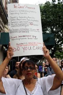July 2, 2019 - New York City, New York, US - A diverse crowd of activists rallied outside the Middle Collegiate Church in New York s East Village on 2 July, 2019, to sent a message to members of Congress who are in their home districts for the Fourth of July holiday, that immigrants children are denied soap and toothbrushes, while crowded into unsafe United States Customs and Border Protection (CBP) and U.S. Immigration and Customs Enforcement (ICE) detention across the USA. And some dying in custody-or dying with parents as they cross the Rio Grande. New York City US - ZUMAl135 20190702_zap_l135_012 Copyright: xG.xRonaldxLopezx
