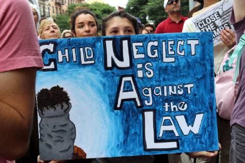 July 2, 2019 - New York City, New York, US - A diverse crowd of activists rallied outside the Middle Collegiate Church in New York s East Village on 2 July, 2019, to sent a message to members of Congress who are in their home districts for the Fourth of July holiday, that immigrants children are denied soap and toothbrushes, while crowded into unsafe United States Customs and Border Protection (CBP) and U.S. Immigration and Customs Enforcement (ICE) detention across the USA. And some dying in custody-or dying with parents as they cross the Rio Grande. New York City US - ZUMAl135 20190702_zap_l135_026 Copyright: xG.xRonaldxLopezx