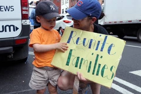 July 2, 2019 - New York City, New York, US - A diverse crowd of activists rallied outside the Middle Collegiate Church in New York s East Village on 2 July, 2019, to sent a message to members of Congress who are in their home districts for the Fourth of July holiday, that immigrants children are denied soap and toothbrushes, while crowded into unsafe United States Customs and Border Protection (CBP) and U.S. Immigration and Customs Enforcement (ICE) detention across the USA. And some dying in custody-or dying with parents as they cross the Rio Grande. New York City US - ZUMAl135 20190702_zap_l135_027 Copyright: xG.xRonaldxLopezx
