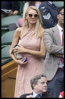 . 03 07 2019. London, United Kingdom. Tess Daly arriving in the Royal Box for the third day of the Wimbledon Tennis Championships in London. .  xStephenxLockx xi-Imagesx IIM-19872-0060