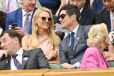 July 3, 2019 - London, London, UK - London, UK. Tess Daly and Vernon Kay watch center court tennis from the Royal Box on Day 3 of the Wimbledon Tennis Championships 2019, held at the All England Lawn Tennis and Croquet Club. London UK  - ZUMAl94_ 20190703_zaf_l94_021 Copyright: xRayxTangx