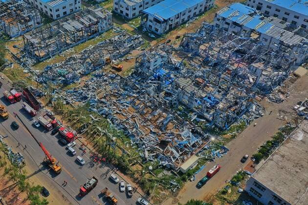 News Themen der Woche KW27 News Bilder des Tages KAIYUAN, CHINA - JULY 04: Aerial view of an industrial park hit by a tornado on July 4, 2019 in Kaiyuan, Liaoning Province of China. 6 people died and over 190 others were injured after a tornado struck Kaiyuan of Liaoning Province at around 5:15 p.m. on Wednesday.  Copyright: xVCGx CFP111224052956