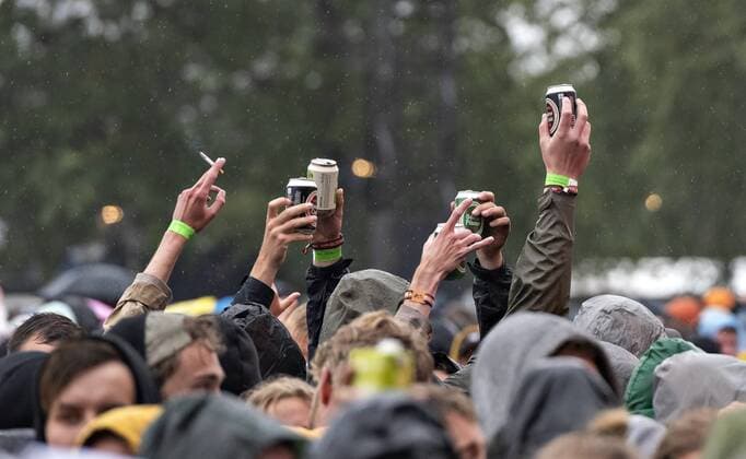 Roskilde Festival 2019 The public in rainy weather for the Australian group Empire of the Sun at the Orange Stage during Roskilde Festival Thursday 4 July 2019, Roskilde Denmark,  Copyright: TorbenxChristensen TorbenxChristensenx COP200 spdk20190704-202002-L