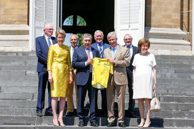Entertainment Themen der Woche KW26 Queen Mathilde of Belgium, Former Belgian cyclist Eddy Merckx , King Philippe - Filip of Belgium, Merckx s wife Claudine and Merckx s former teammates pictured during a meeting on the occasion of the 50th anniversary of Merckx first victory in the Tour de France cycling race in 1969, at the Royal Castle in Brussels, Belgium, Friday 05 July 2019. This year s Tour de France starts in Brussels and takes place from July 6th to July 28th.  NICOLASxMAETERLINCK 05620004