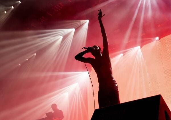 Roskilde Festival 2019 American Dead Grips with songs MC Ride, drummer Zach Hill, and Andy Morin Keyboard at Arena Scene during Roskilde Festival Saturday 0200 on July 6, 2019, Roskilde Denmark,  Copyright: TorbenxChristensen TorbenxChristensenx COP200 spdk20190706-033553-L