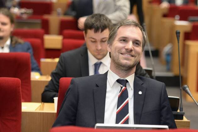 Future Prague mayor Zdenek Hrib (Pirates) smiles during the constituent meeting of the new Prague assembly in Prague, Czech Republic, November 15, 2018. (CTKxPhoto KareinaxSulova) CTKPhotoP201811150361501  _SUK9987