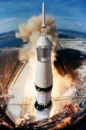 On July 16, 1969, the massive, 363-feet tall Saturn V rocket launched on the Apollo 11 mission from Pad A, Launch Complex 39, Kennedy Space Center, at 9:32 a.m. EDT. Onboard the Apollo 11 spacecraft are astronauts Neil A. Armstrong, commander; Michael Collins, command module pilot; and Edwin E. Aldrin Jr., lunar module pilot. Apollo 11 was the United States first lunar landing mission. While astronauts Armstrong and Aldrin descended in the Lunar Module Eagle to explore the Sea of Tranquility region of the moon, astronaut Collins remained with the Command and Service Modules Columbia in lunar orbit. Apollo 11 landed on the lunar surface 50 years ago this month on July 20, 1969. NASA  WAX2019070930 NASA