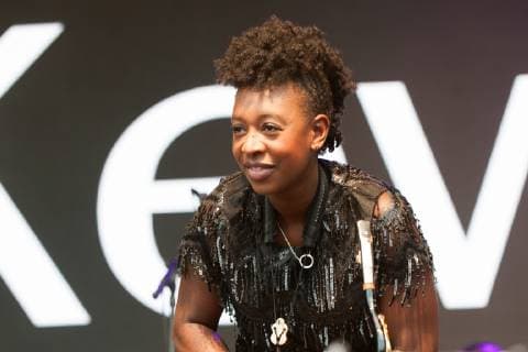 British saxophonist YolanDa Brown performs during Day 1 of Kew The Music at Kew Gardens in London. JULY 9th 2019  TSTx192480