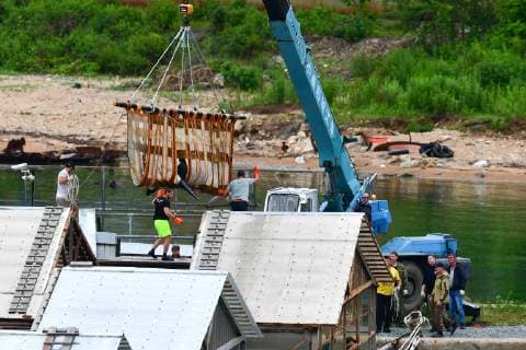 VLADIVOSTOK, RUSSIA - JULY 11, 2019: Preparing an orca to be transported to the release site in the Sakhalin Gulf. Experts of the Russian Research Institute of Fisheries and Oceanography (VNIRO) begin an operation to release the marine mammals that had been kept at the so-called whale prison , from a rehabilitation centre in the Srednyaya Bay. A marine containment facility branded a whale prison was discovered in the Srednyaya Bay in Primorye Territory in 2018; 90 belugas and 11 orcas were captured in the whale prison to be sold to Chinese amusement parks; later, three beluga whales and one orca disappeared. Russian police and prosecutors are carrying out a criminal investigation. Dmitry Yefremov TASS  TS0B2AC6