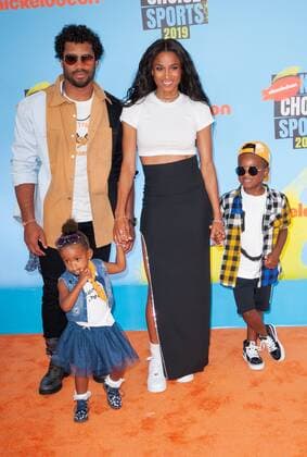 SANTA MONICA, CA - JULY 11: Future Wilburn , Russell Wilson, SIenna Wilson and Ciara at Nickelodeon s Kids Choice Sports 2019 at Barker Hangar in Santa Monica, California on July 11, 2019. Copyright: xTonyxFortex