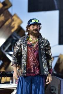 Italian singer-songwriter Lorenzo Cherubini Lorenzo Cherubini better known as Jovanotti, is an Italian singer-songwriter and rapper performing live on stage at Lido Fiore Flava Beach in Castel Volturno (Caserta) for his special tour JOVA BEACH PARTY on most famous Italian beaches. Castel Volturno Caserta Italy  PaolaxVisone