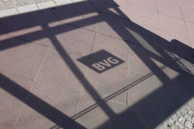 Shadow of the BVG Shadow of the BVG, 11 07 2019, Mitte, Bernauer Strasse, Berlin, The shadow of the BVG on a cycle path comes from a bus shelter