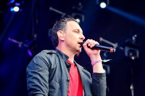 Ukraine: Music Festival Atlas Weekend 2019 (6 day) KYIV, UKRAINE - JULY 14, 2019: Valeriy Kharchyshyn soloist of the group Druha Rika during Music Festival Atlas Weekend 2019 Kiev Kiev Ukraine Atlas Weekend  AleksandrxGusev