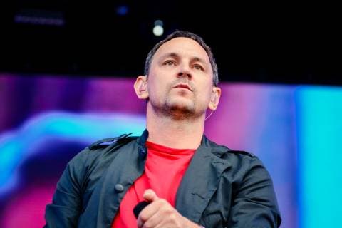 Ukraine: Music Festival Atlas Weekend 2019 (6 day) KYIV, UKRAINE - JULY 14, 2019: Valeriy Kharchyshyn soloist of the group Druha Rika during Music Festival Atlas Weekend 2019 Kiev Kiev Ukraine Atlas Weekend  AleksandrxGusev