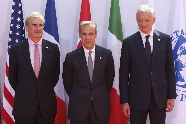 Kanada, Mark Carney wird neuer Premierminister, Archivbilder Francois Villeroy de Galhau (Gouverneur Banque de France) - Mark Carney (Gouverneur Banque d Angleterre) - Bruno Le Maire NEWS : G7 Finance - Rendre le capitalisme plus juste - Chantilly - 17 07 2019 MichaelBaucher Panoramic 