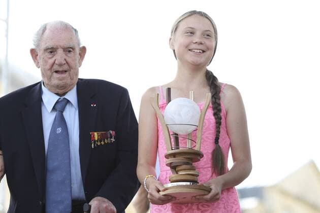 News Bilder des Tages Leon Gautier - Greta Thunberg NEWS : Remise du Prix Liberte a Greta Thunberg - Caen - 21 07 2019 MichaelBaucher Panoramic 