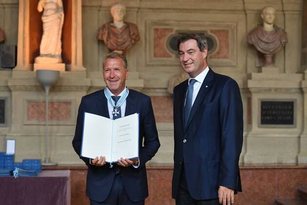 Andreas KOEPKE Ex Soccer Goalkeeper , Markus SOEDER State Premier Bavaria and CSU Chairman Bavarian Order of Merit in the Antiquarium of the Munich Residence on 22 07 2019,