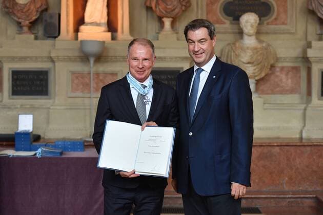 Stefan REUTER Manager FC Augsburg, Markus SOEDER State Premier of Bavaria and CSU Chairman Bavarian Order of Merit in the Antiquarium of the Munich Residence on 22 07 2019,