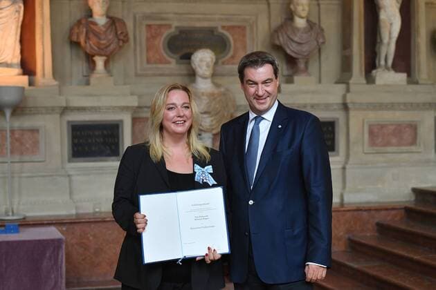 Katharina WAGNER, Markus SOEDER State Premier of Bavaria and CSU Chairman Bavarian Order of Merit in the Antiquarium of the Munich Residence on 22 07 2019,
