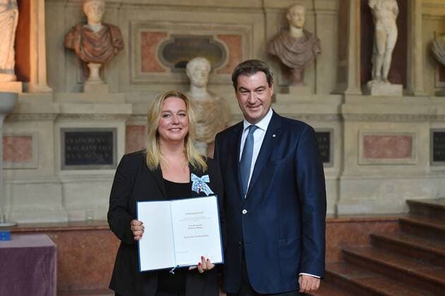 Katharina WAGNER, Markus SOEDER State Premier of Bavaria and CSU Chairman Bavarian Order of Merit in the Antiquarium of the Munich Residence on 22 07 2019,