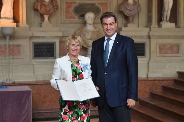 Katrina WUEST, Markus SOEDER State Premier of Bavaria and CSU Chairman Bavarian Order of Merit in the Antiquarium of the Munich Residence on 22 07 2019,