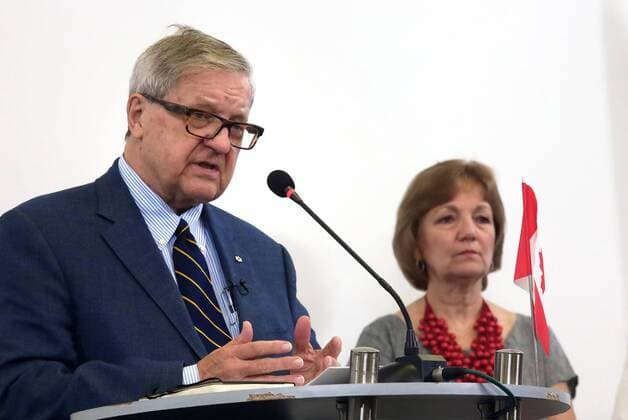 Head of Mission Canada 2019 Honorable Lloyd Axworthy delivers a speech during the presentation of the mission s preliminary report on the Ukrainian parliamentary election, Kyiv, capital of Ukraine, July 22, 2019. Ukrinform. Mission Canada 2019 presents its preliminary report on Ukrainian parliamentary election  Copyright: xTARASOVx