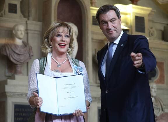 Award of the Bavarian Order of Merit Lisa Fitz and Markus Söder, Munich Germany Residence
