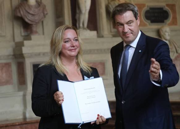 Award of the Bavarian Order of Merit Professor Katharina Wagner and Markus Söder, Munich Germany Residence