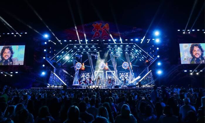 BAKU, AZERBAIJAN - JULY 25, 2019: Singer Filipp Kirkorov performs at the 2019 Zhara music festival. Vyacheslav Prokofyev TASS  TS0B452E