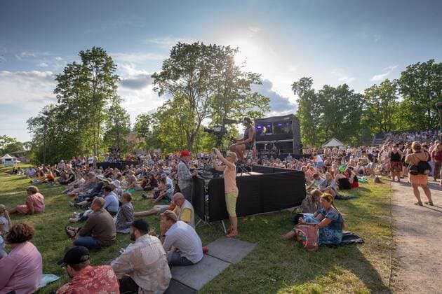 Viljandi, 25.07.2019 First day of the Viljandi Folk Music Festival, people at the festival. The festival takes place every July in the castle park and centre of Viljandi. It is the strongest expression of a special mindset originating from the early 1990s. This mindset values tradition, heritage, and a local identity and tries to adapt the spiritual values collected over hundreds and thousands of years with the modern way of living all of this to keep the traditions alive and thereby strengthen our national characteristics. Viljandi Folk Music Festival has become one of the largest festivals of this kind in the Baltic and Nordic countries over the years. Viljandi Estonia  Copyright: xElmoxRiigx
