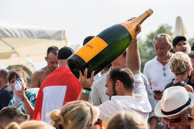 liter bottle of champagne Veuve Clicquot sold at Versuz stage during the first day of the second weekend of the Tomorrowland music festival, Friday 26 July 2019. The 15th edition of Tomorrowland electronic music festival takes place at the De Schorre terrain in Boom from 19 to 21 July 2019 and from 26 to 28 July 2019.  DAVIDxPINTENS 05633895