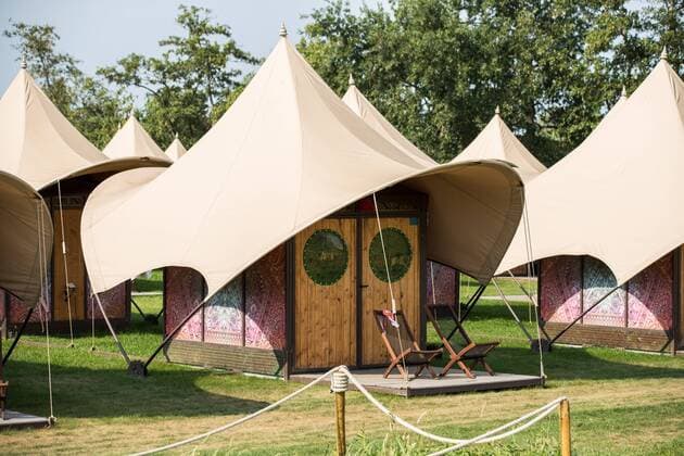 Glamping tents at Dreamville camping pictured during the first day of the second weekend of the Tomorrowland music festival, Friday 26 July 2019. The 15th edition of Tomorrowland electronic music festival takes place at the De Schorre terrain in Boom from 19 to 21 July 2019 and from 26 to 28 July 2019.  DAVIDxPINTENS 05633913