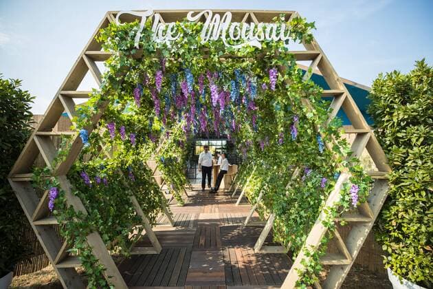 Entrance of Dreamville luxurious camping pictured during the first day of the second weekend of the Tomorrowland music festival, Friday 26 July 2019. The 15th edition of Tomorrowland electronic music festival takes place at the De Schorre terrain in Boom from 19 to 21 July 2019 and from 26 to 28 July 2019.  DAVIDxPINTENS 05633929