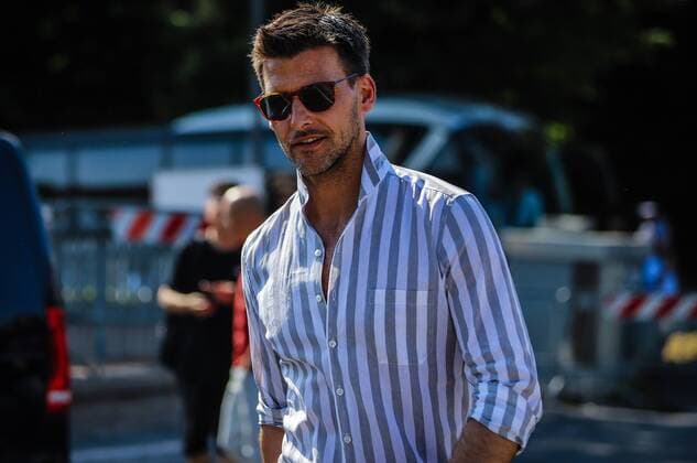 FLORENCE, Italy- June 12 2019: Johannes Huebl on the street during the Pitti 96.  MauroxDelxSignore