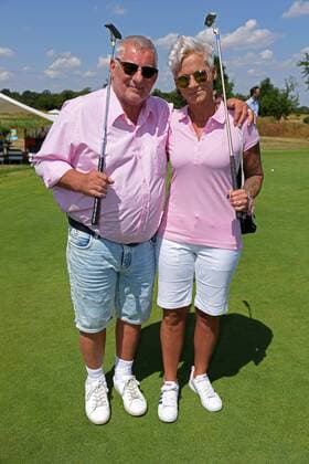 Heinz Hoenig with wife Annika Kaersten at the GRK Golf Charity Masters Golf Tournament at the Golf Country Club Leipzig in the Golf Resort Machern near Leipzig on 27 07 2019