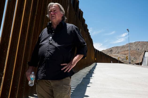 July 27, 2019, Sunland Park, New Mexico, USA: Former White House Chief Strategist STEVE BANNON stands next to a privately-funded fence along the U.S.-Mexico border during the Symposium at The Wall event in Sunland Park, New Mexico. Sunland Park USA - ZUMAj106 20190727_zap_j106_029 Copyright: xJoelxAngelxJuarezx