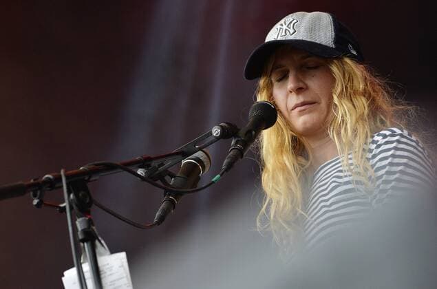 Music festival Heimspiel Knyphausen 26 28 July 2019 , Concert of the band Nullmillimeter on 27 July 2019 Performance of the band Nullmillimeter Null Millimeter at the music festival Heimspiel Knyphausen 2019 In the picture singer Naëma Faika at the microphone Eltville am Rhein Hessen Germany Draiser Hof