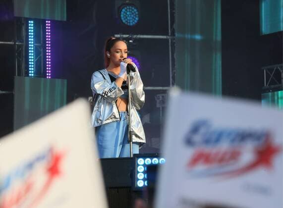 MOSCOW, RUSSIA - JULY 27, 2019: Singer Mari Kraimbrery performs at the 2019 Europa Plus Live music festival at Luzhniki Sports Complex. Vladimir Gerdo TASS  TS0B499F