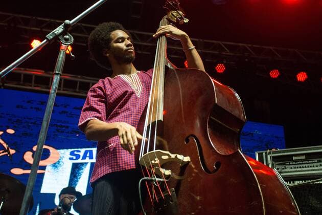 SANTOS, SP - 27.07.2019: SANTOS JAZZ FESTIVAL 2019 - Aniel Someillan (Cuba) and Alba Santos (Spain) add a foreign touch to the Santos Jazz Festival on the second day of the event. Latin jazz has conquered space in the music scene and the duo took a lot of pace and a speech talking about refugees and foreigners living in Brazil. The show took place on the afternoon of Saturday, July 27, at Arcos do Valongo in Santos. x1768626x  VanxCampos