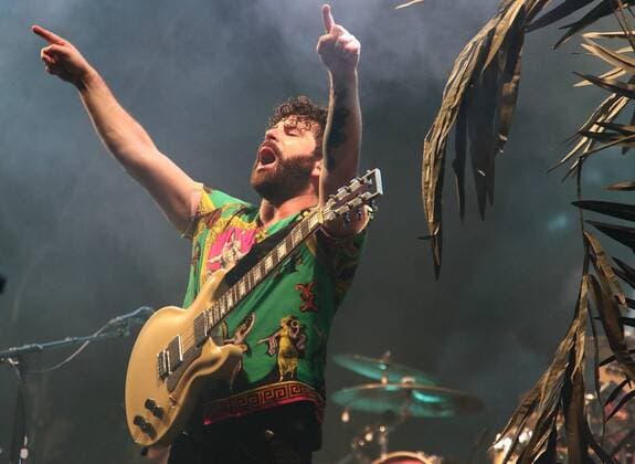 July 27, 2019, Oxford, United Kingdom: Yannis Philippakis a lead singer and guitarist of Foals Rock band performs at the Hall Farm, Steventon during a Truck Music Festival in Oxford. Oxford United Kingdom - ZUMAs197 20190727_zaa_s197_216 Copyright: xKeithxMayhewx